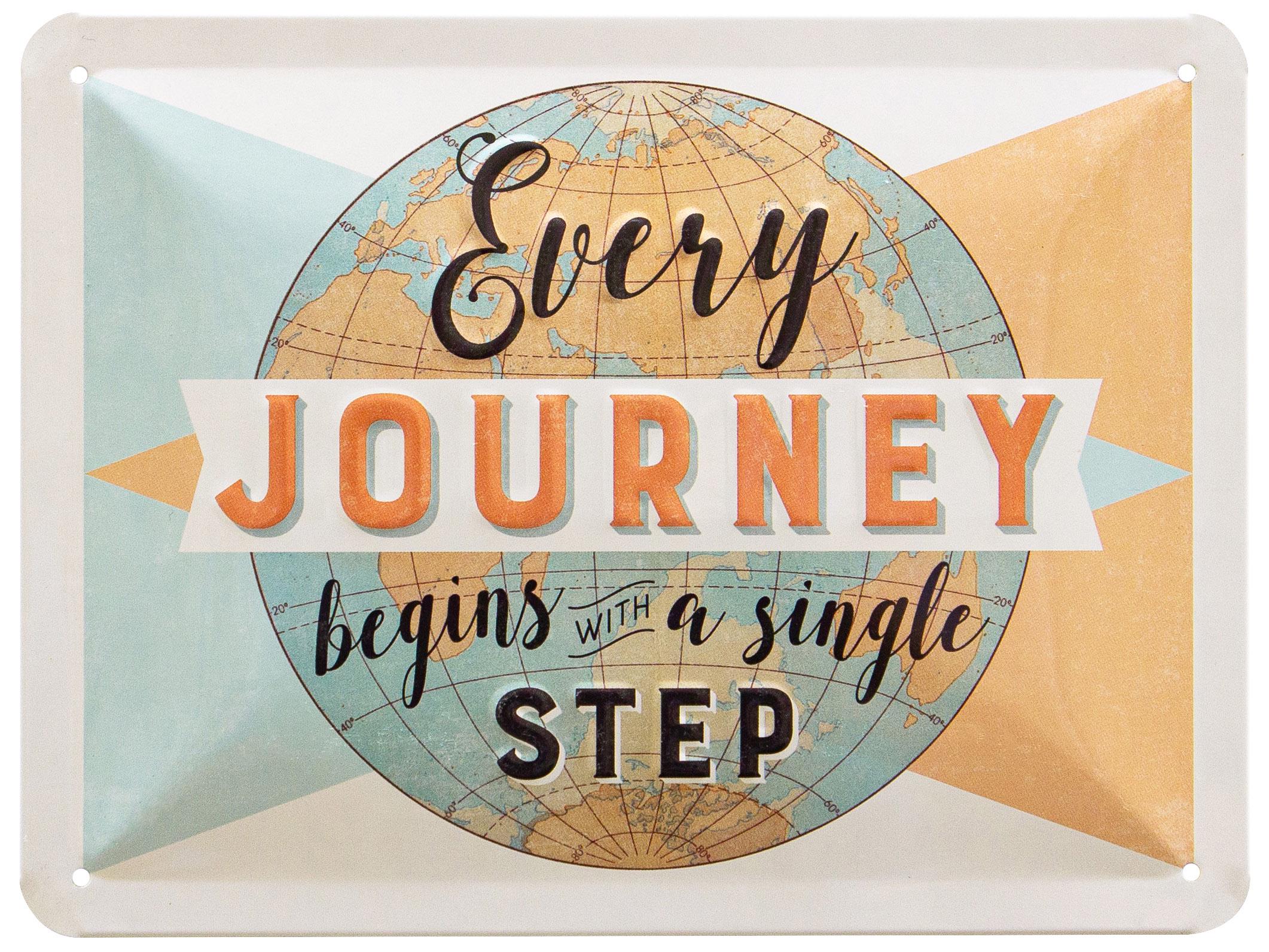 Табличка металлическая Каждое Путешествие Начинается С Одного Шага/Every Journey Begins With A Single Step 15х20 см