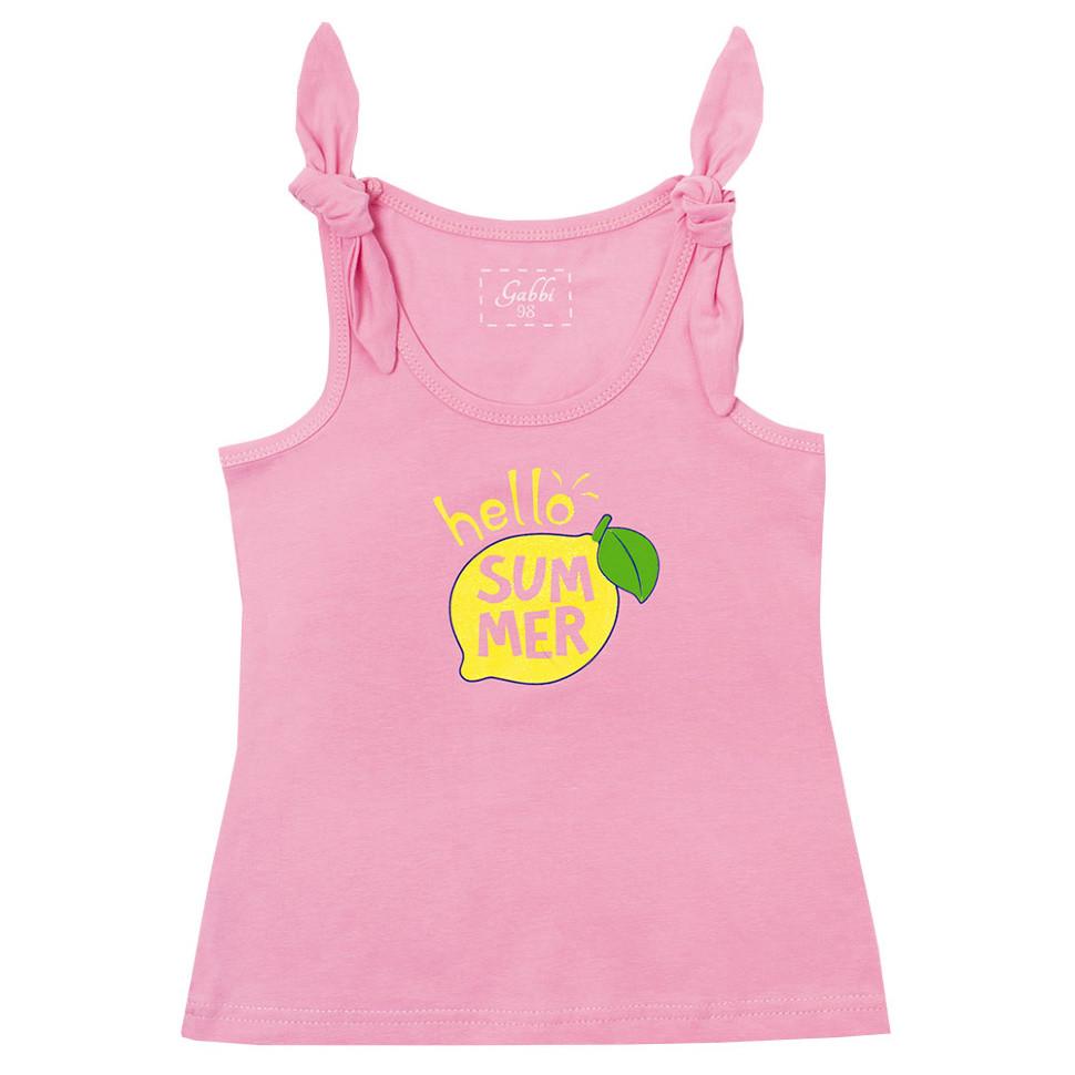 Майка летняя для девочки GABBI с бантами на плечах см 116 Розовый (11595)