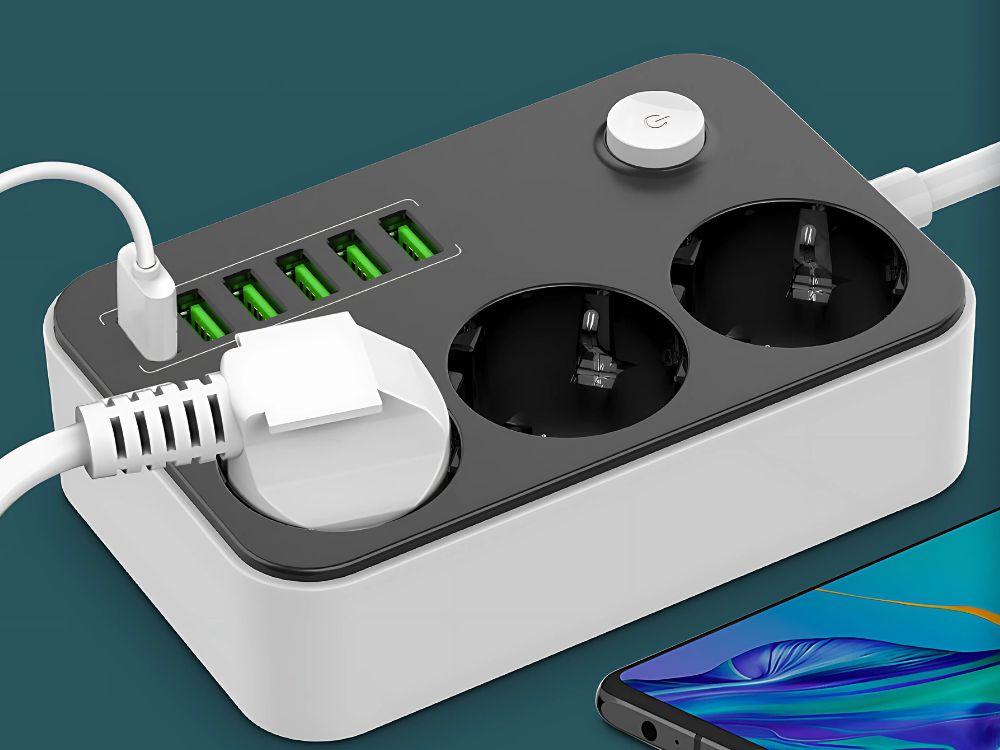 Удлинитель питания 12382 3 розетки 250 В 2 м 6 зарядных устройств USB (27381386) - фото 5 Удлинитель питания 12382 3 розетки 250 В 2 м 6 зарядных устройств USB (27381386) - фото 5