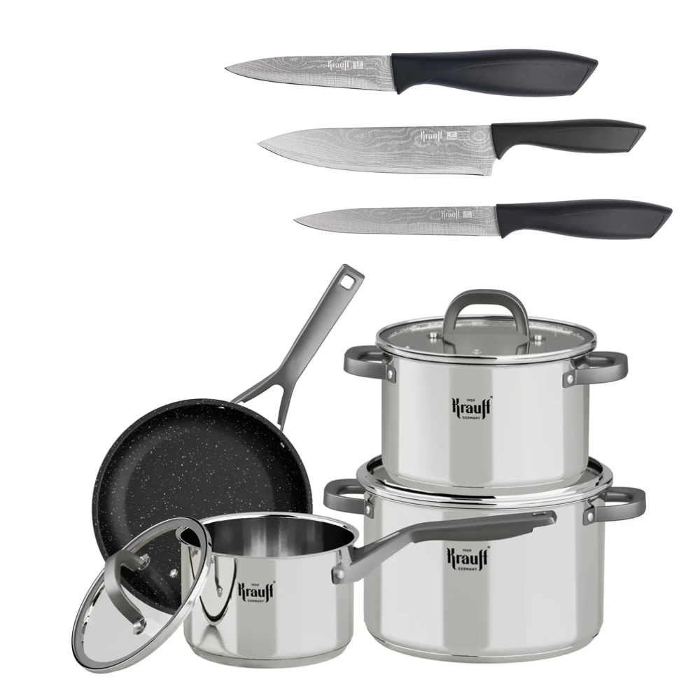 Набор кастрюль Krauff Prime Chef с набором ножей Black Edition (55-333-440)