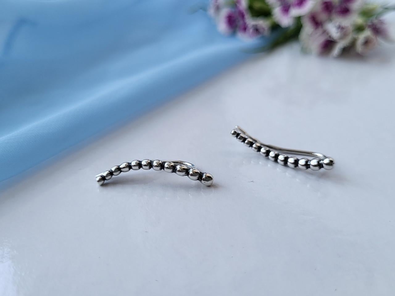 Серьги Шарики без камней серебро 925 пробы 1,58 г (2546)