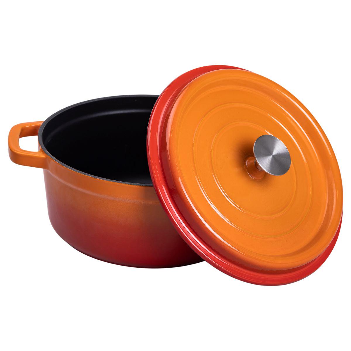 Кастрюля чугунная эмалированная с крышкой 3 л 24 см Оранжевый - фото 6 Кастрюля чугунная эмалированная с крышкой 3 л 24 см Оранжевый - фото 6