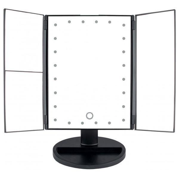 Косметическое зеркало-книга 3pcs Mirror 22LED с углом наклона 180° Черный (MX-12278A)