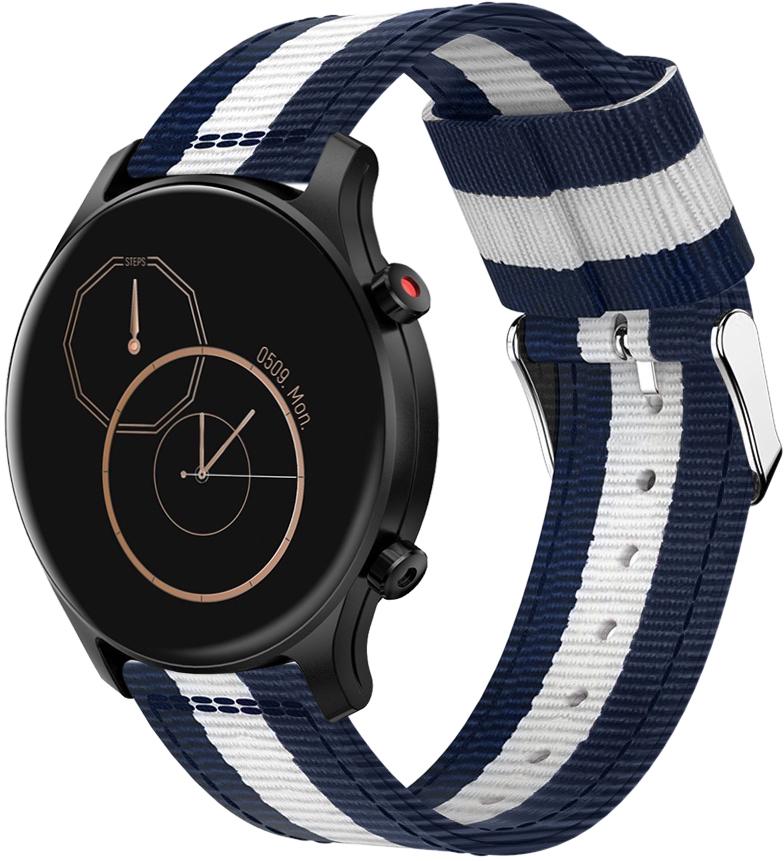 Ремешок тканевый Canvas для Haylou LS04 RS3 Blue/White (26304) Ремешок тканевый Canvas для Haylou LS04 RS3 Blue/White (26304)