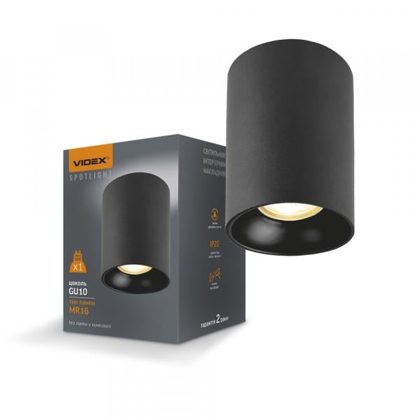 Светильник Videx под лампу GU10 накладной Черный (VL-SPF14A-B)
