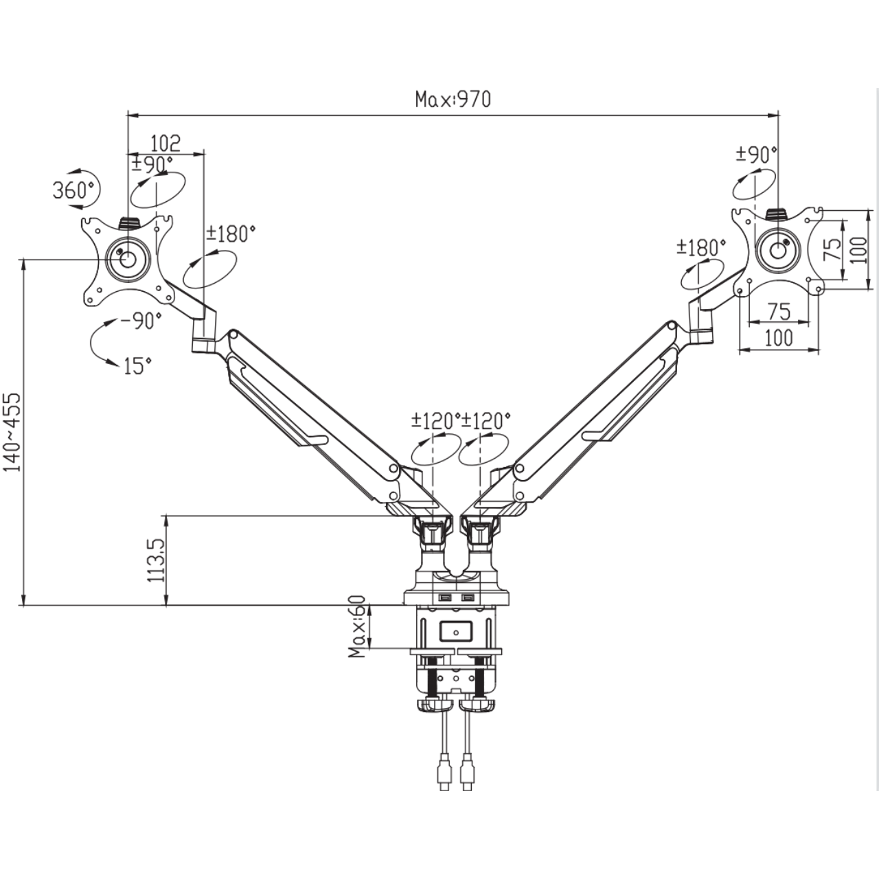 Кронштейн настольно-поворотный FlexiSpot DL2 для двух мониторов от 17 до 32" Белый - фото 10 Кронштейн настольно-поворотный FlexiSpot DL2 для двух мониторов от 17 до 32" Белый - фото 10