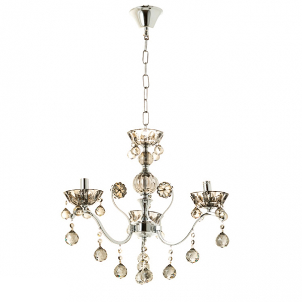 Люстра классическая Flora с 3 стеклянными плафонами Графит (OU018/3/chrom+SMK) Люстра классическая Flora с 3 стеклянными плафонами Графит (OU018/3/chrom+SMK)