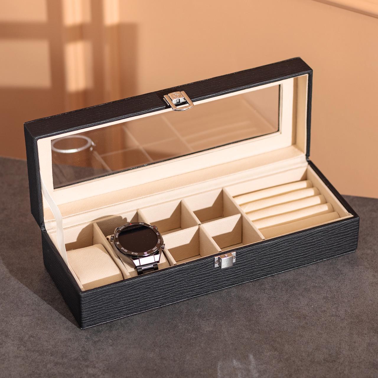 Ящик-органайзер для украшений с накидным замком 31х11х8 см Черный (HP-5-5B)