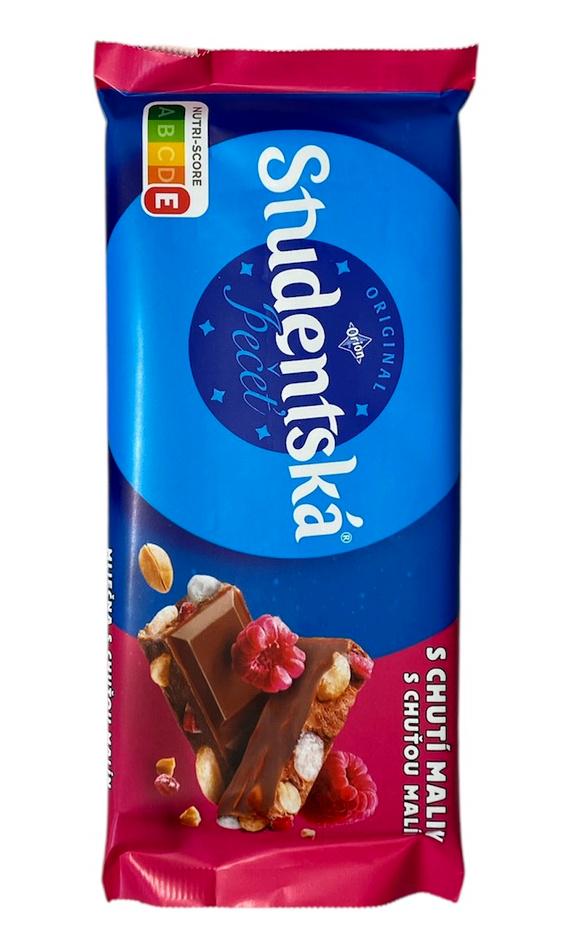 Шоколад Studentska Малина Молочный с арахисом кусочками малины и желе 180 г (52389)