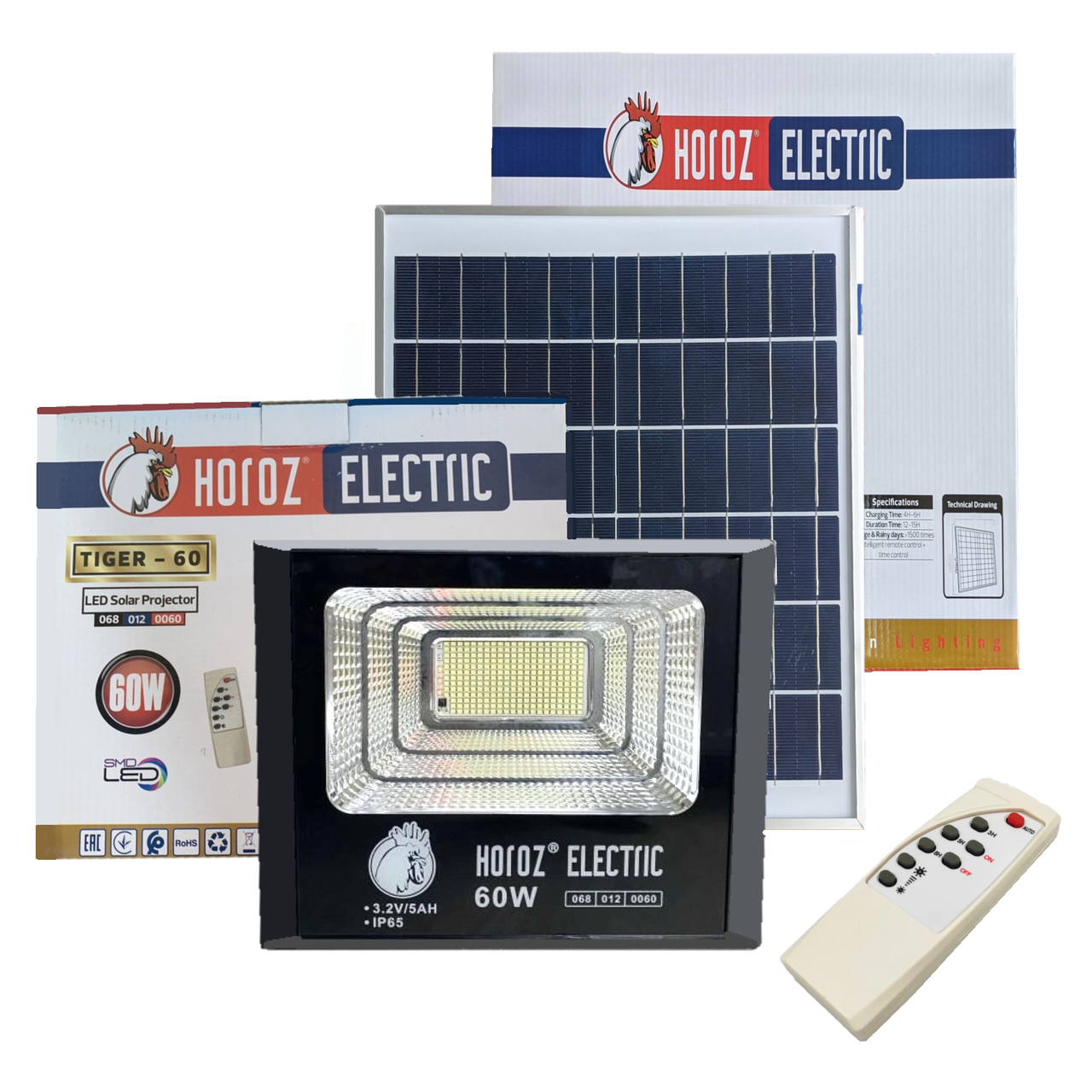 Прожектор на сонячній батареї HOROZ ELECTRIC LED TIGER-60 60 W 6400K (068-012-0060-010)