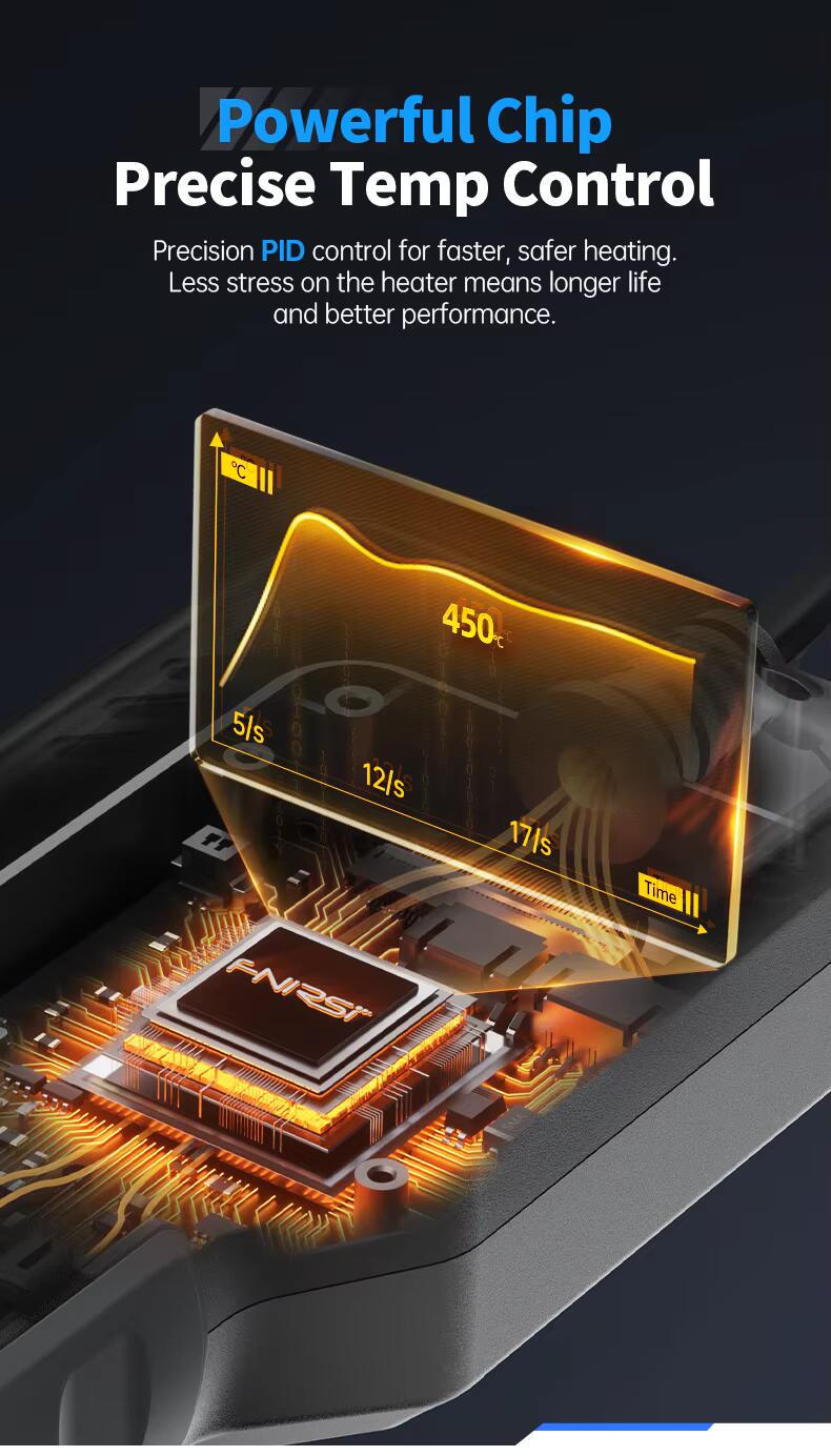 Термофен із підставкою FNIRSI SAG-55 550 Вт РК-дисплей з регульованою температурою для ремонту телефонів Black (SAG55) - фото 7