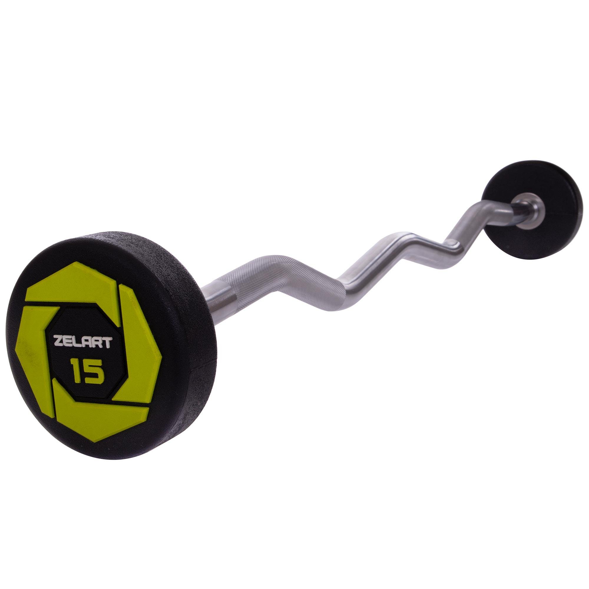 Штанга Zelart Urethane Barbell фіксована вигнута поліуретанова TA-2690-15 довжина 104 см 15 кг (DR002578)