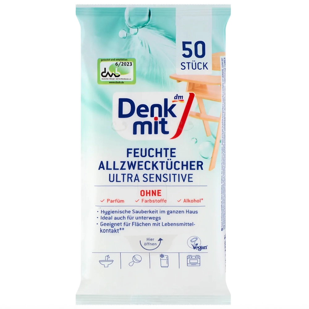 Влажные салфетки универсальные для уборки DenkMit Ultra Sensitive 50 шт. (EPI-15102025-679)