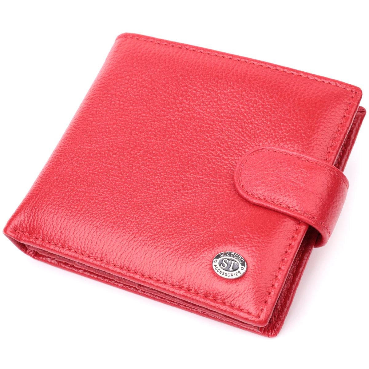 Кошелек женский ST Leather 22555 на кнопке из натуральной кожи Красный (168-136-22555)