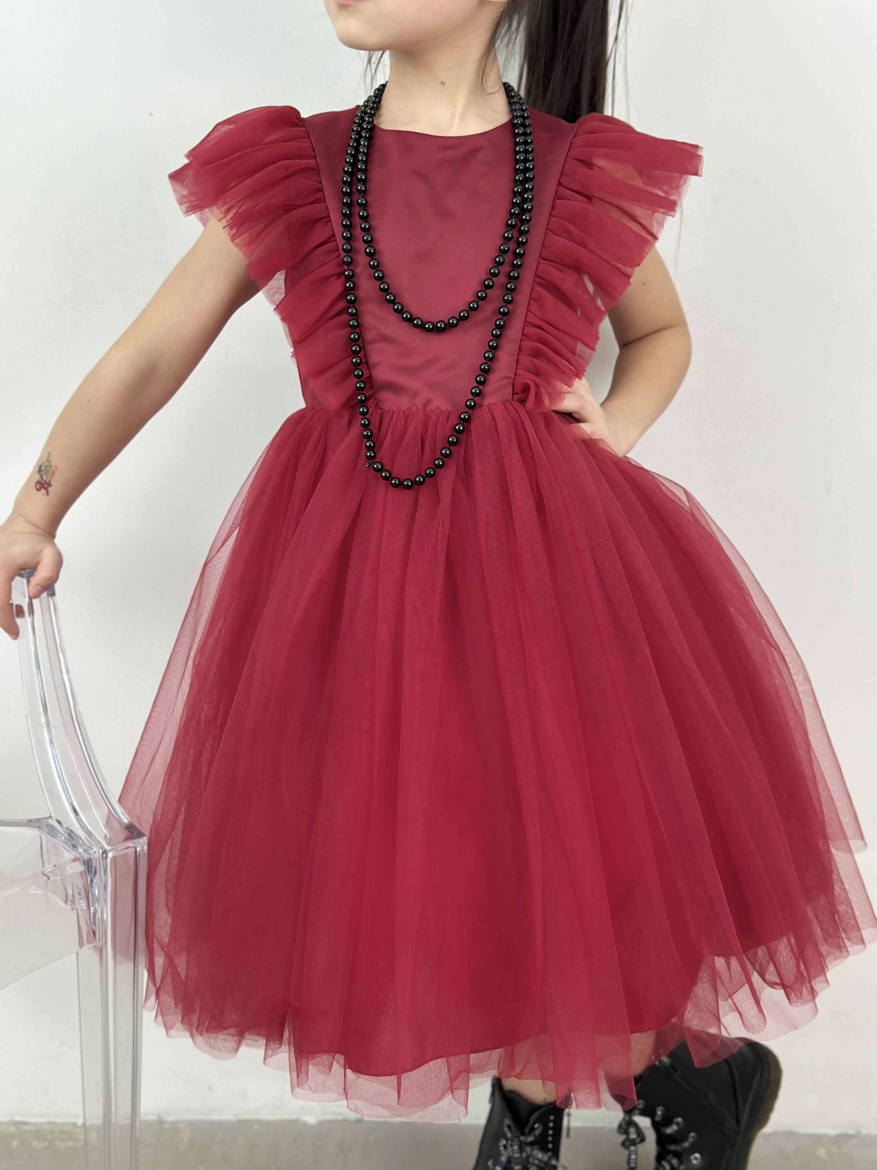 Платье очаровательное для девочек KatyKids Полина из фатина 130 см Винно-красный (11037060810) - фото 3 Платье очаровательное для девочек KatyKids Полина из фатина 130 см Винно-красный (11037060810) - фото 3