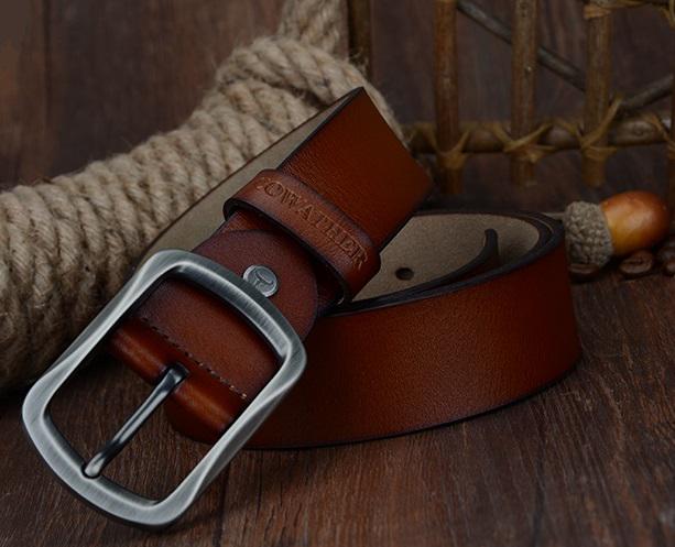 Ремень кожаный Cowather 130 см Коричневый (104985251)