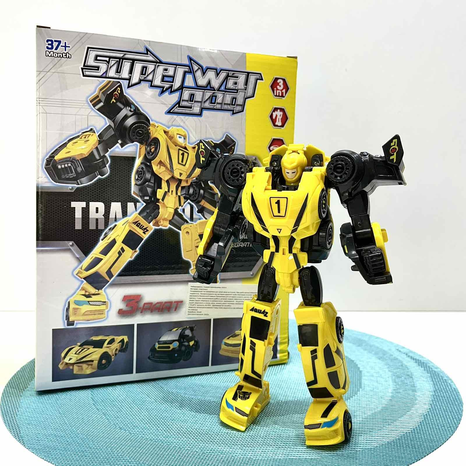 Трансформер-спорткар Bambi 3в1 робот и машина 20 см Желтый (Q1914)