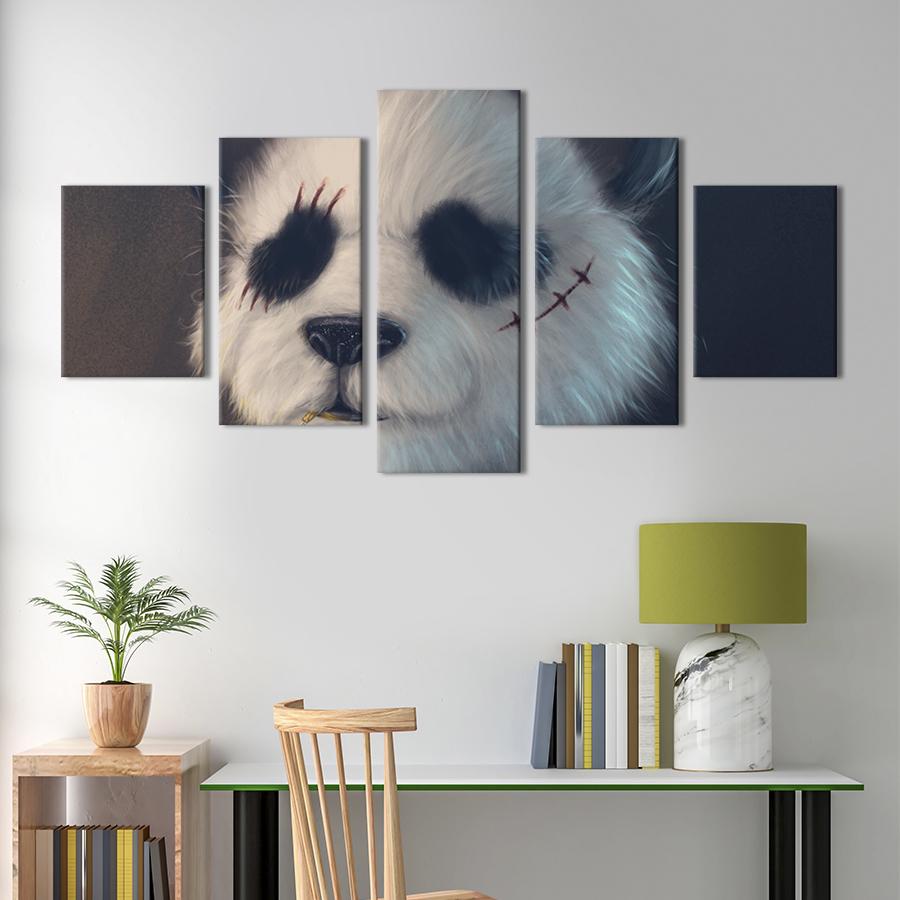 Картина на холсте Злая панда с сигаретой 162x80 см (1483-52)