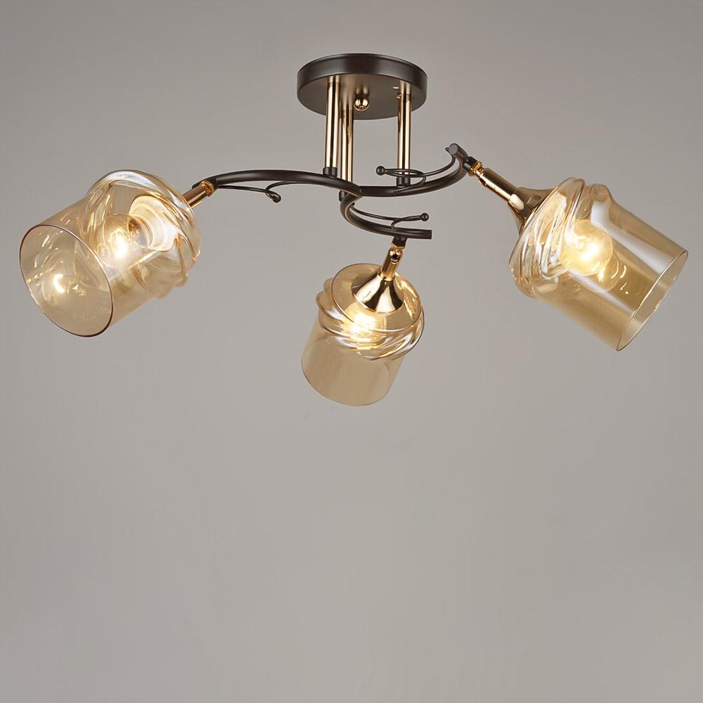 Люстра стельова Lighthouse SRS-19413/3 COFFEE+FGD Чорний/Золотий/Бурштиновий 