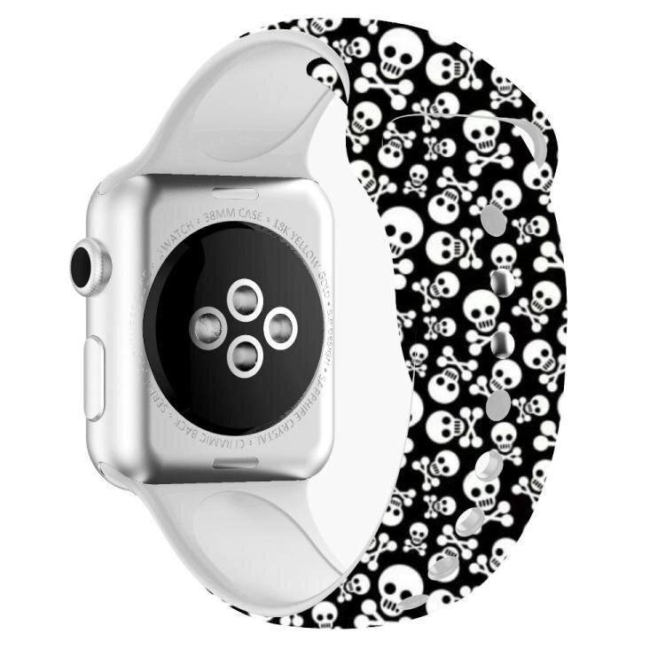 Силиконовый ремешок для Apple Watch Черепа 38-40 мм Черно-белый