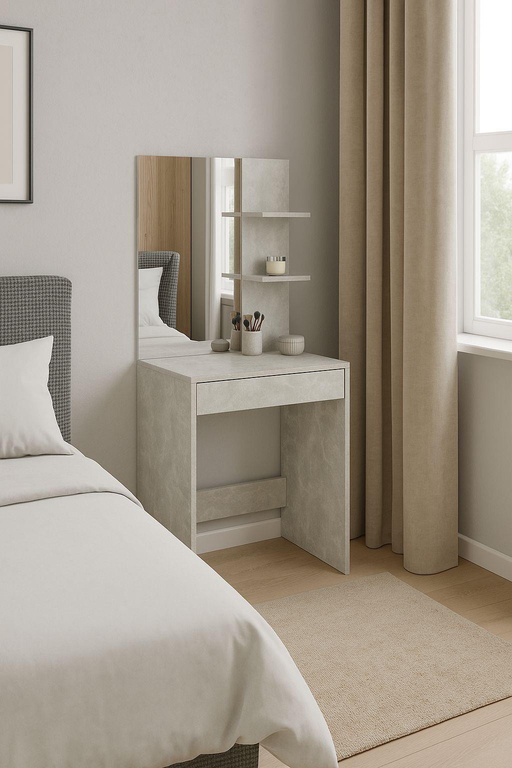 Туалетний столик MEBLIBUD DIG с выдвижным ящиком с зеркалом 60х40х145 см Дуб бетон - фото 4