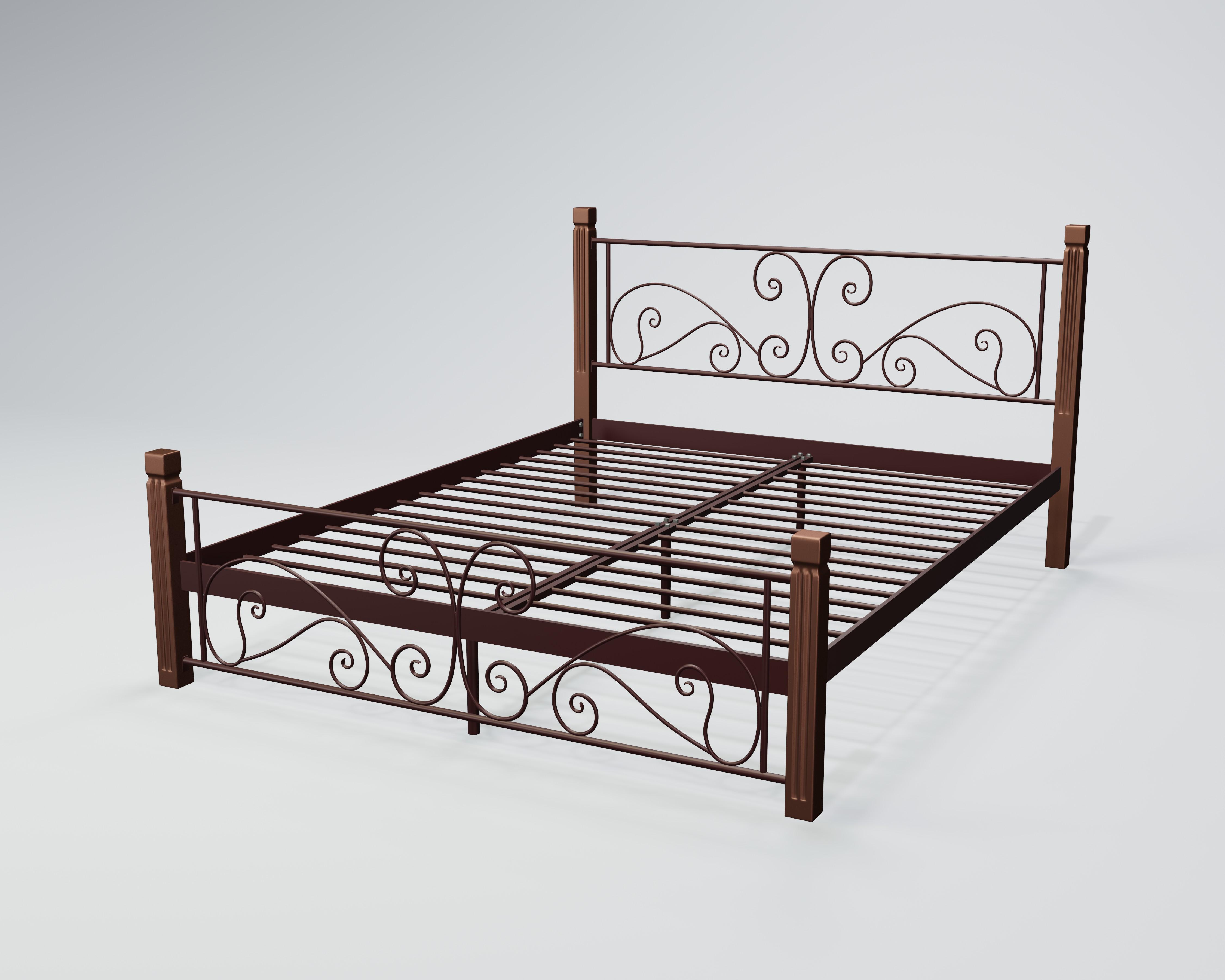 Кровать металлическая Нарцисс 140x200 см Бордовый