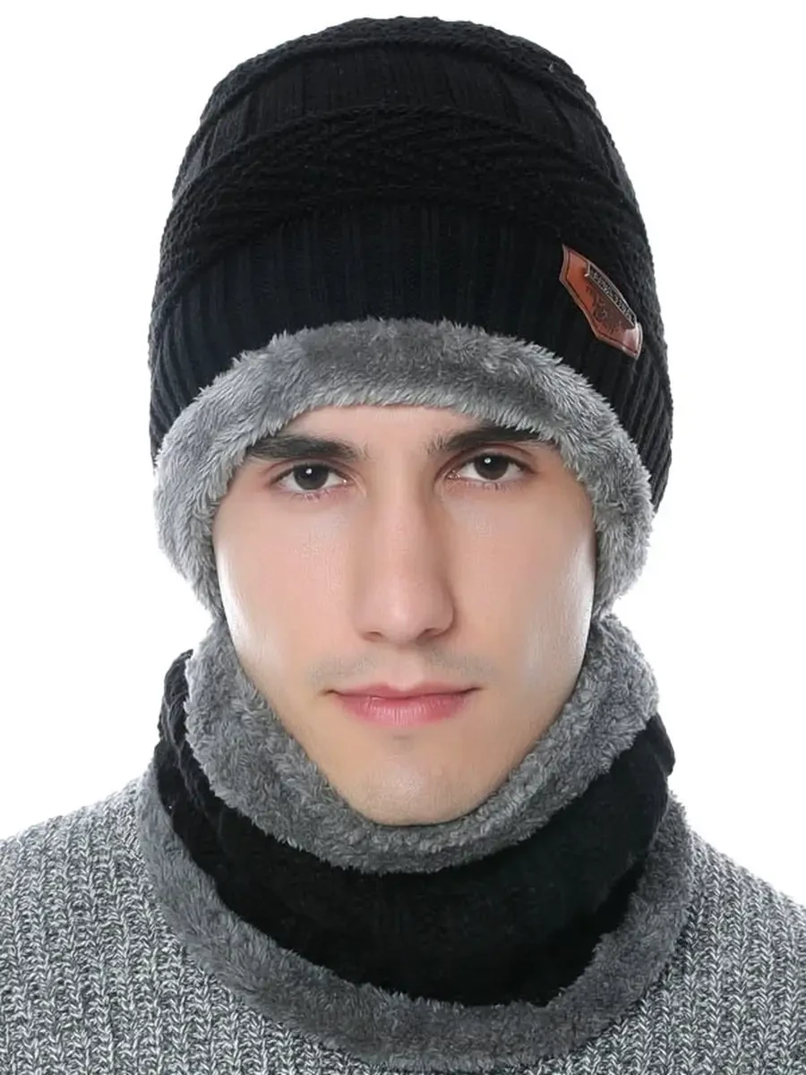 Комплект мужской зимний шапка и снуд из Size Черный (28523608) - фото 5 Комплект мужской зимний шапка и снуд из Size Черный (28523608) - фото 5