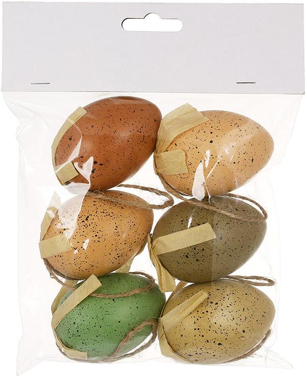 Набір великодній декоративний Яйця 6 підвісок 4х6 см Різнокольоровий