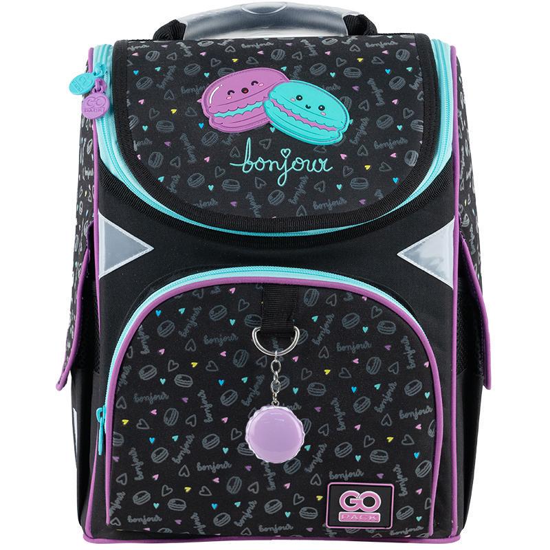 Рюкзак школьный каркасный GoPack Education Lovely Macarons 34х26х13 см 11 л Черный (GO24-5001S-3)