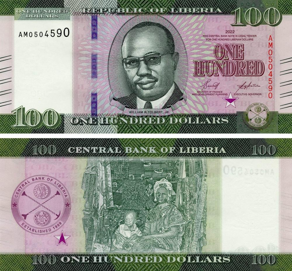 Коллекционная банкнота Либерия 100 долларов 2022 UNC (Pnew)