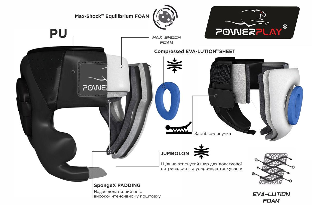 Боксерський шолом PowerPlay 3043 тренувальний M Червоний - фото 4