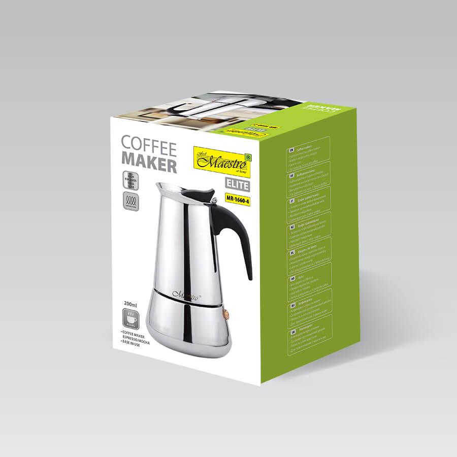 Гейзерная кофеварка Maestro из нержавеющей стали 200 мл на 4 чашки (MR-1660-4) - фото 5
