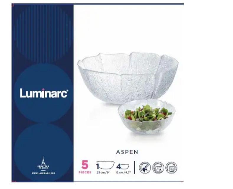 Набор салатников из стекла Luminarc V6854 Bowl Aspen 5 шт. 1х23 см/4х12см Набор салатников из стекла Luminarc V6854 Bowl Aspen 5 шт. 1х23 см/4х12см