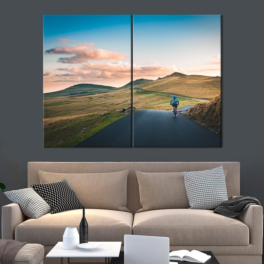 Картина спорт Вело-турист на фоне пейзажа 165x122 см (A1229-2)