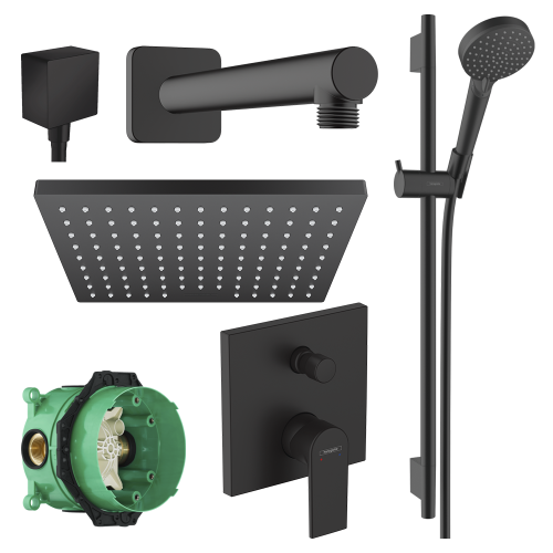 Система душова прихованого монтажу Hansgrohe EcoSmart 230 Vernis Shape Чорний матовий (20230004)