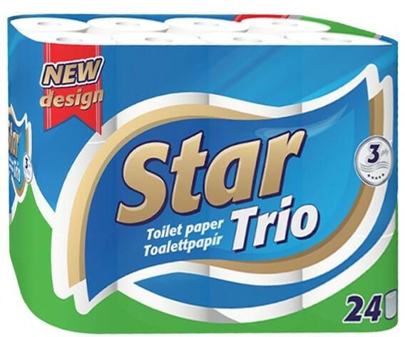 Туалетная бумага Star Trio 3 слоя 24 рулона (1096)