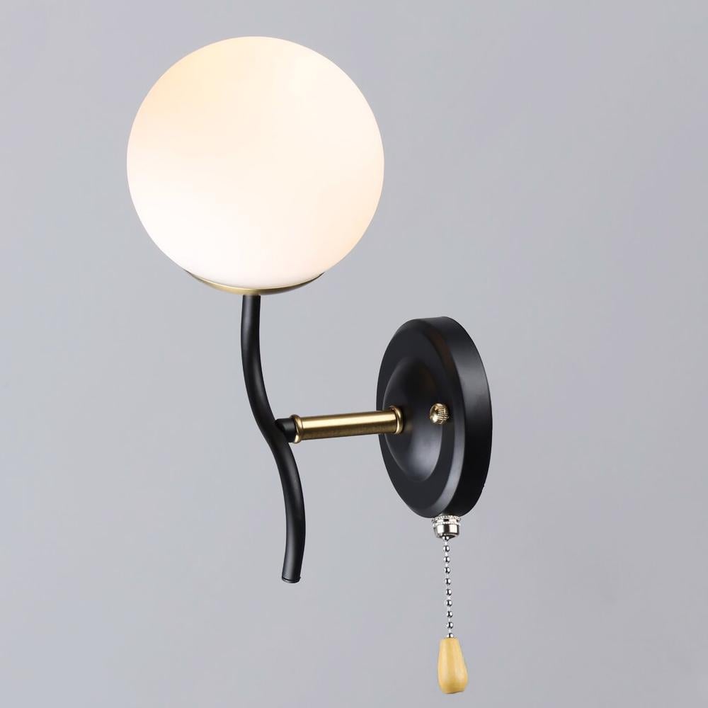 Светильник настенный Lighthouse SRS-20464/1W BK/COP плафон белый Черный/Бронза