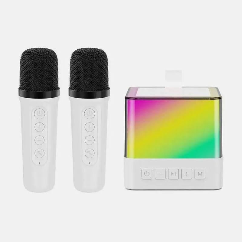 Караоке портативная система K 18 Bluetooth с RGB подсветкой с 2 беспроводными микрофонами