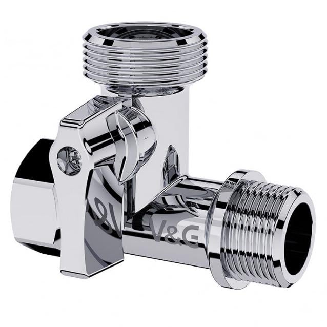 Кран шаровой двойной V&G VALOGIN SQ-1045320 1/2"х3/4"х1/2" УЗ угловой (160007)