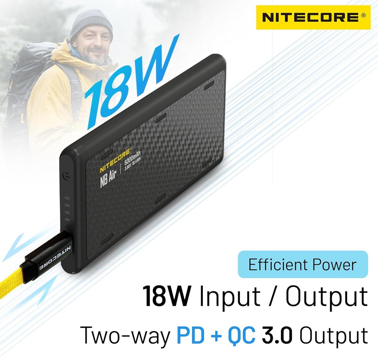 Павербанк Nitecore NB AIR 5000mAh з карбоновим корпусом і захистом IPX7 QC/PD 3.0 (001072) - фото 7