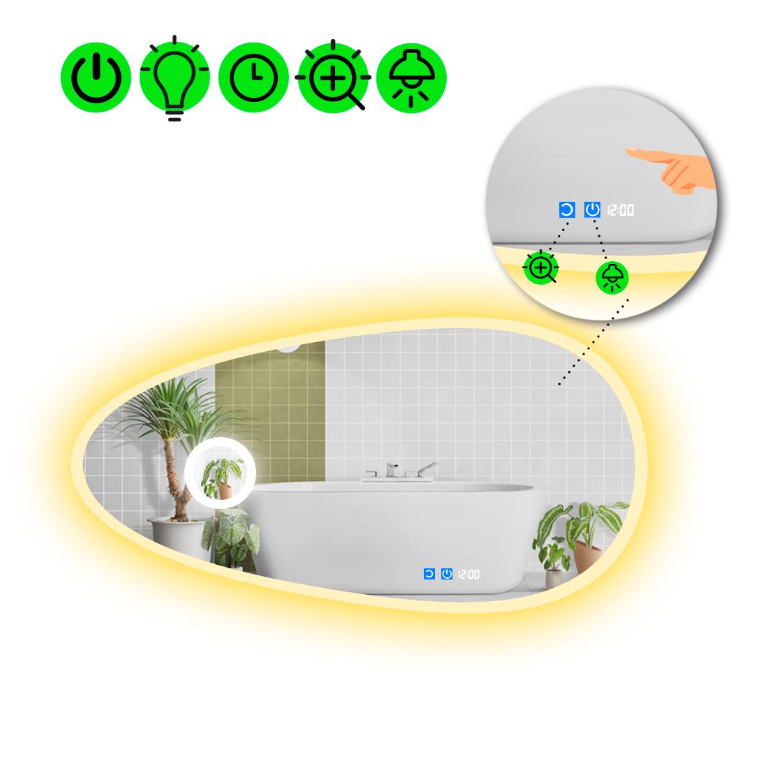 Зеркало с LED подсветкой Occhio 3 с двумя сенсорами 100x50 см (8738381)