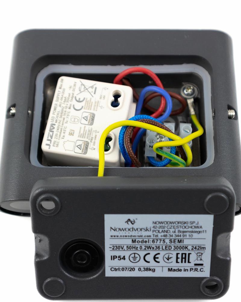 Світильник вуличний Nowodvorski 6775 Semi LED 1x7W 3000K 242Lm IP54 Gr (24573528) - фото 2