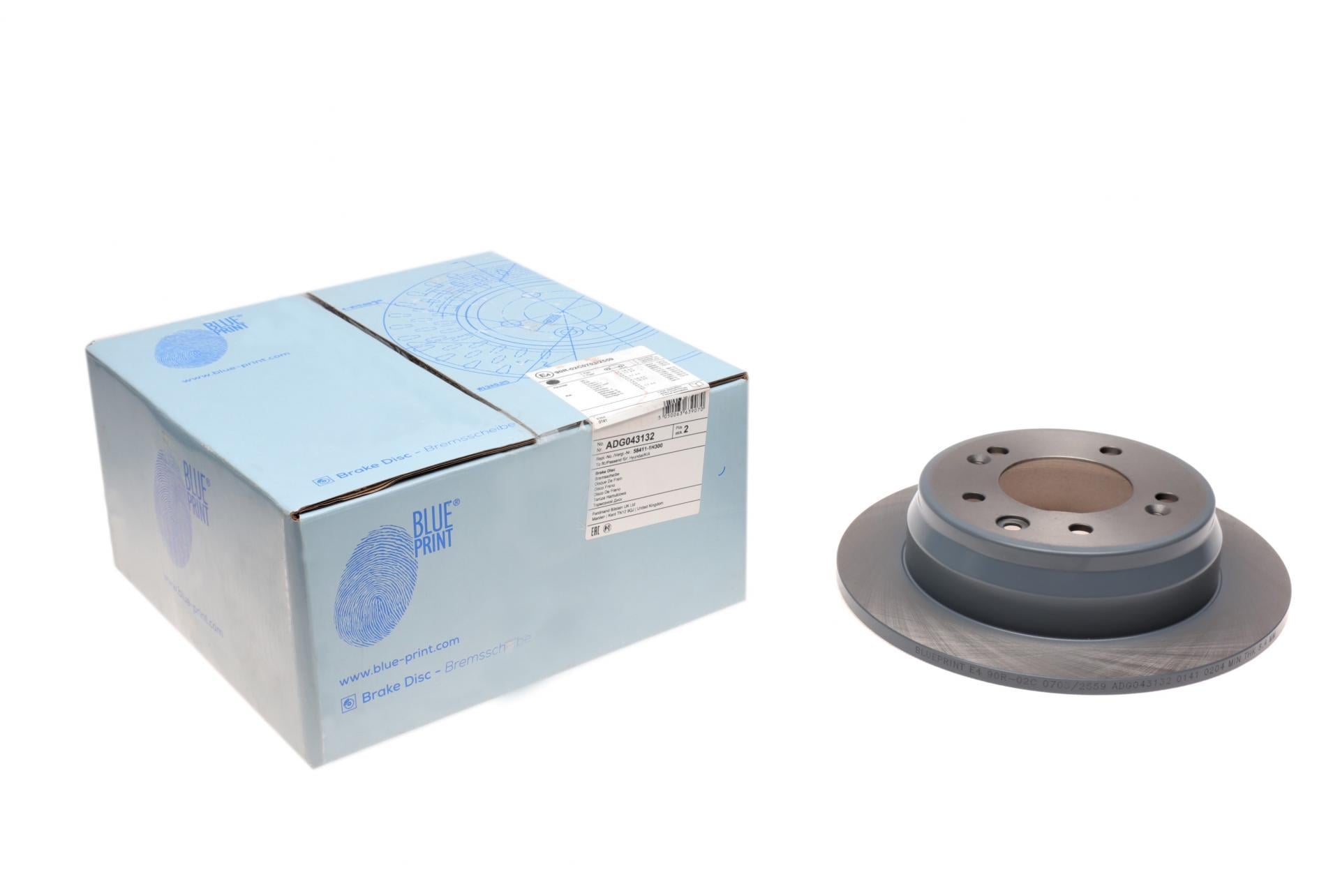 Диск тормозной задний BLUE PRINT для Hyundai I30 07-12/ix35 09-/Kia Cee'd 06-12/Sportage 08-15 262x10 мм (ADG043132)