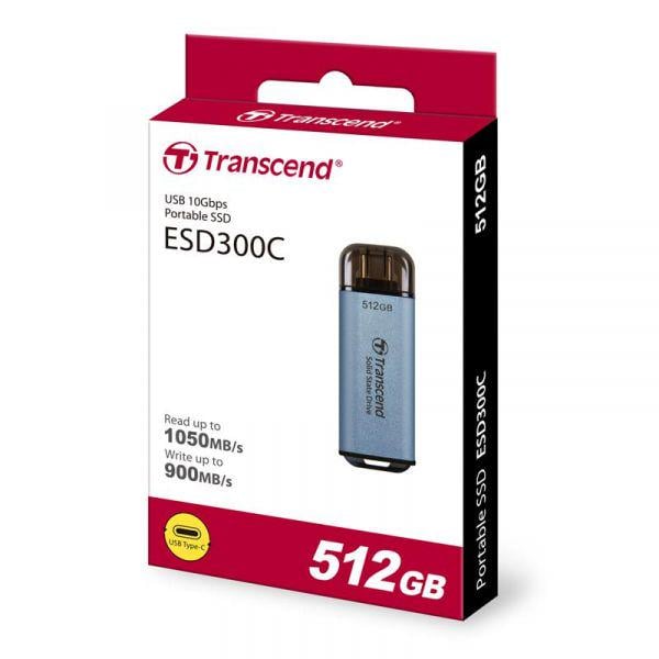 SSD-накопитель Transcend ESD300 Blue 512GB USB 3.1 Gen 2 Type-C (TS512GESD300C)