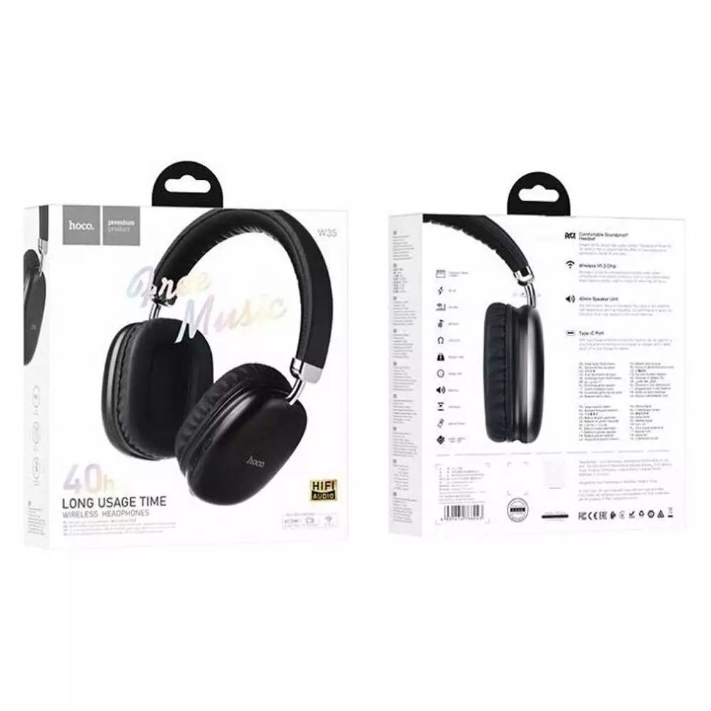 Наушники Hoco W35 Stereo Bluetooth Headphones (Black) - фото 7