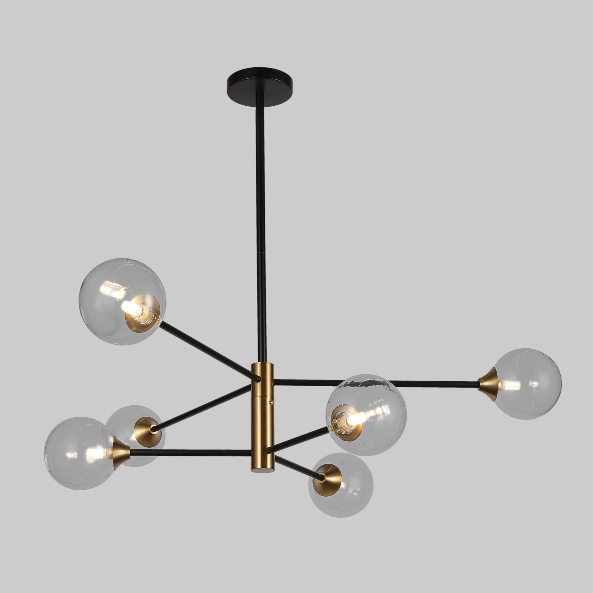 Люстра Atoms с прозрачными плафонами на 6 лампочек Черный