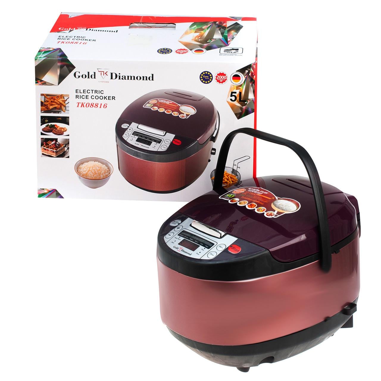 Мультиварка с фритюрницей Gold Diamond TK-08816 мультиповар таймер дисплей 14 программ 5 л 2000 Вт