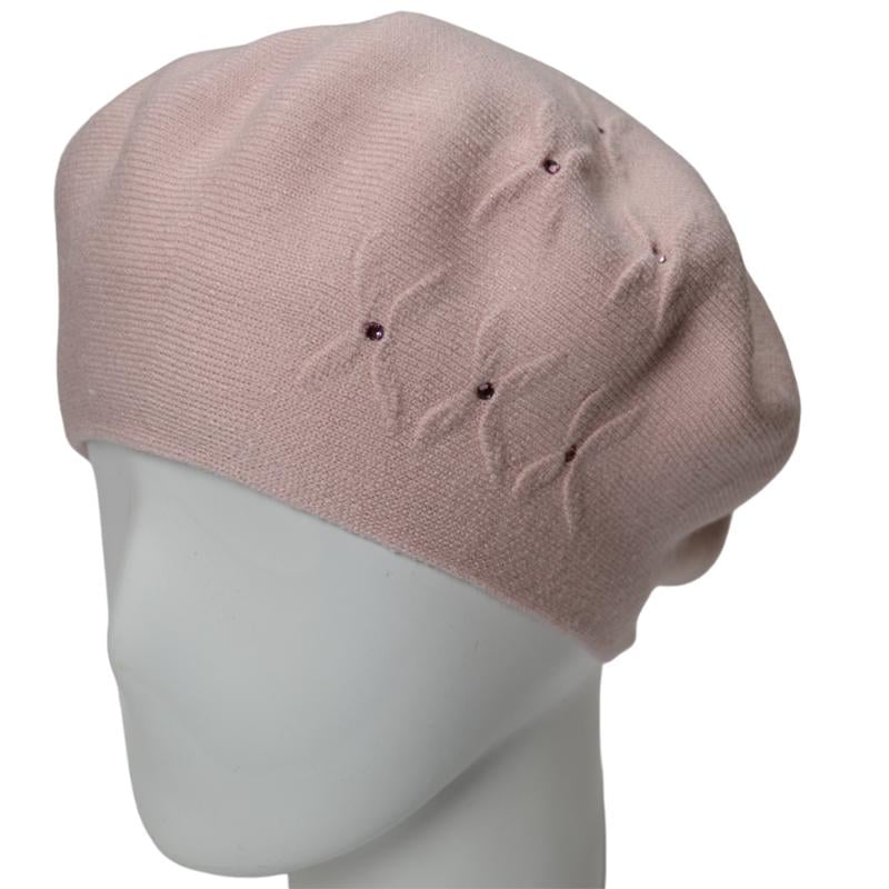 Берет женский из вискозной пряжи Novita Бинго L р. 57-58 Светлая пудра