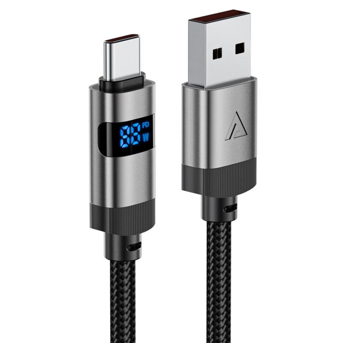 Кабель Acefast USB-A to USB-C C15-04 нейлоновая оплетка 66W с цифровым дисплеем 1,2 м Черный (612455) - фото 2 Кабель Acefast USB-A to USB-C C15-04 нейлоновая оплетка 66W с цифровым дисплеем 1,2 м Черный (612455) - фото 2