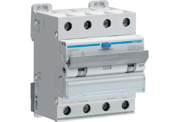 Дифференциальный автомат Hager ADM475C 4P 6кА C-25A 30mA 6кА (33468088)